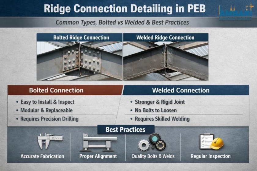 Ridge Connection Detailing in PEB: Common Types, Bolted vs Welded, and ...